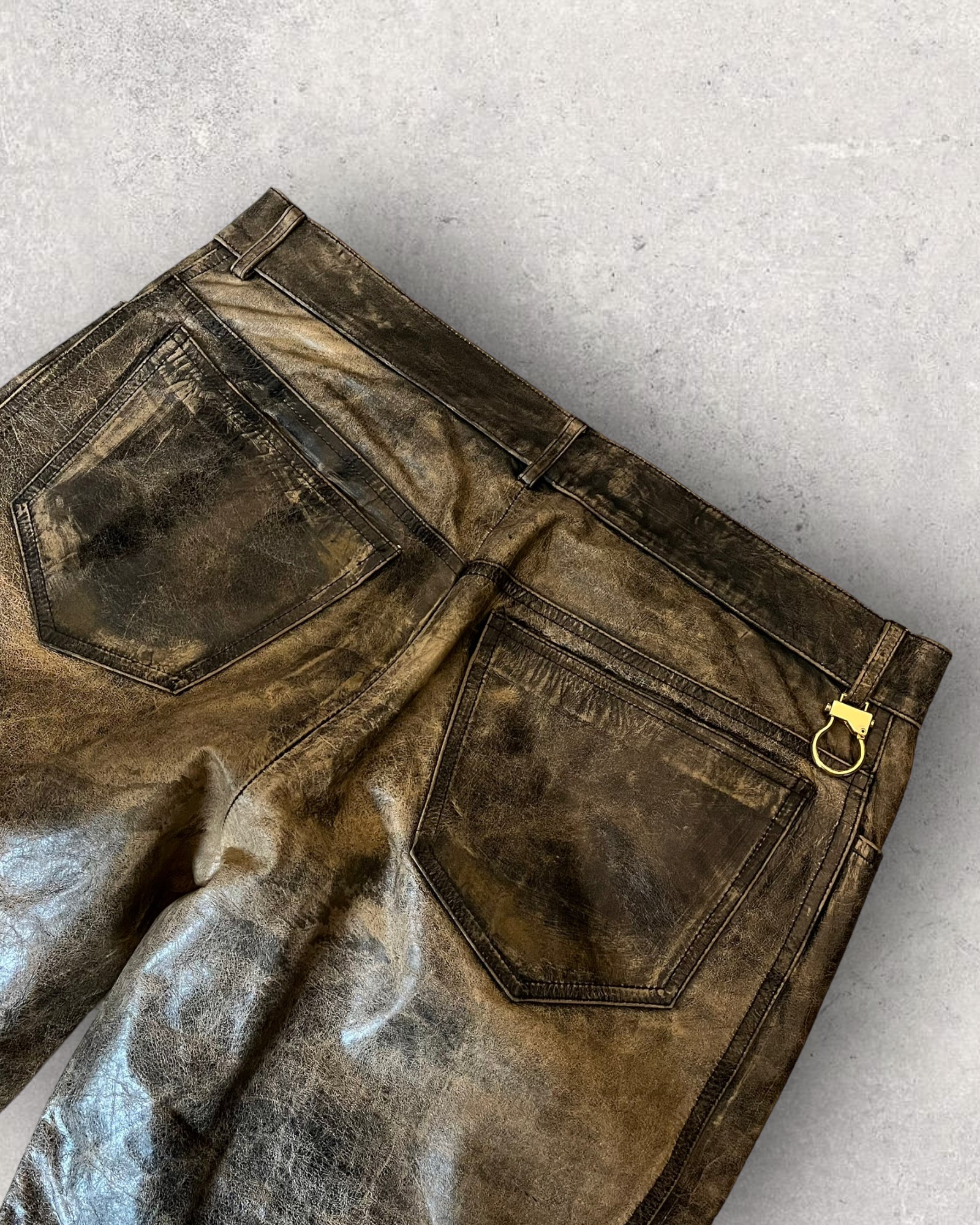 00s Roberto Cavalli ブリガンド マーブルレザーパンツ (L)