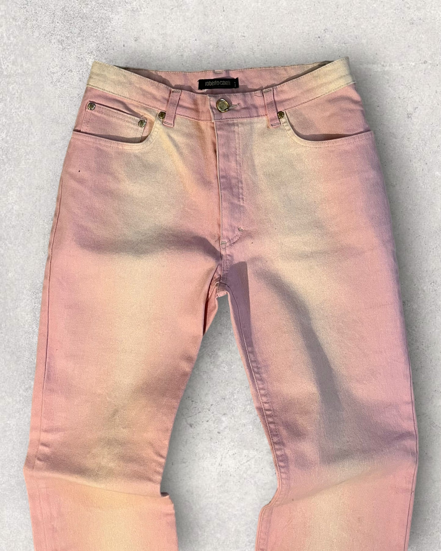 00 年代 Cavalli 褪色粉色长裤 (XS)