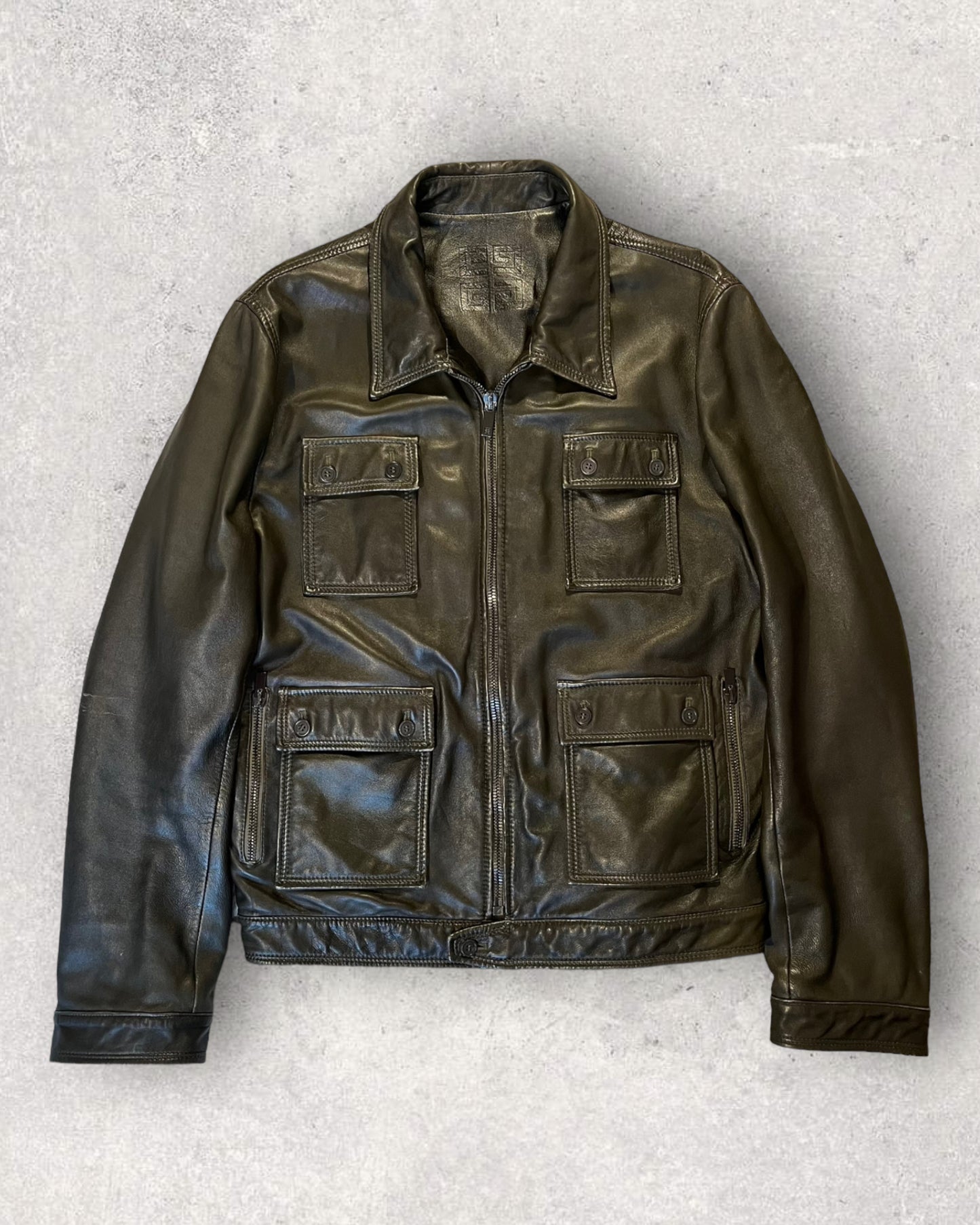 Mid 00s Givenchy Light Leather Jacket by Ozwald Boateng (M)