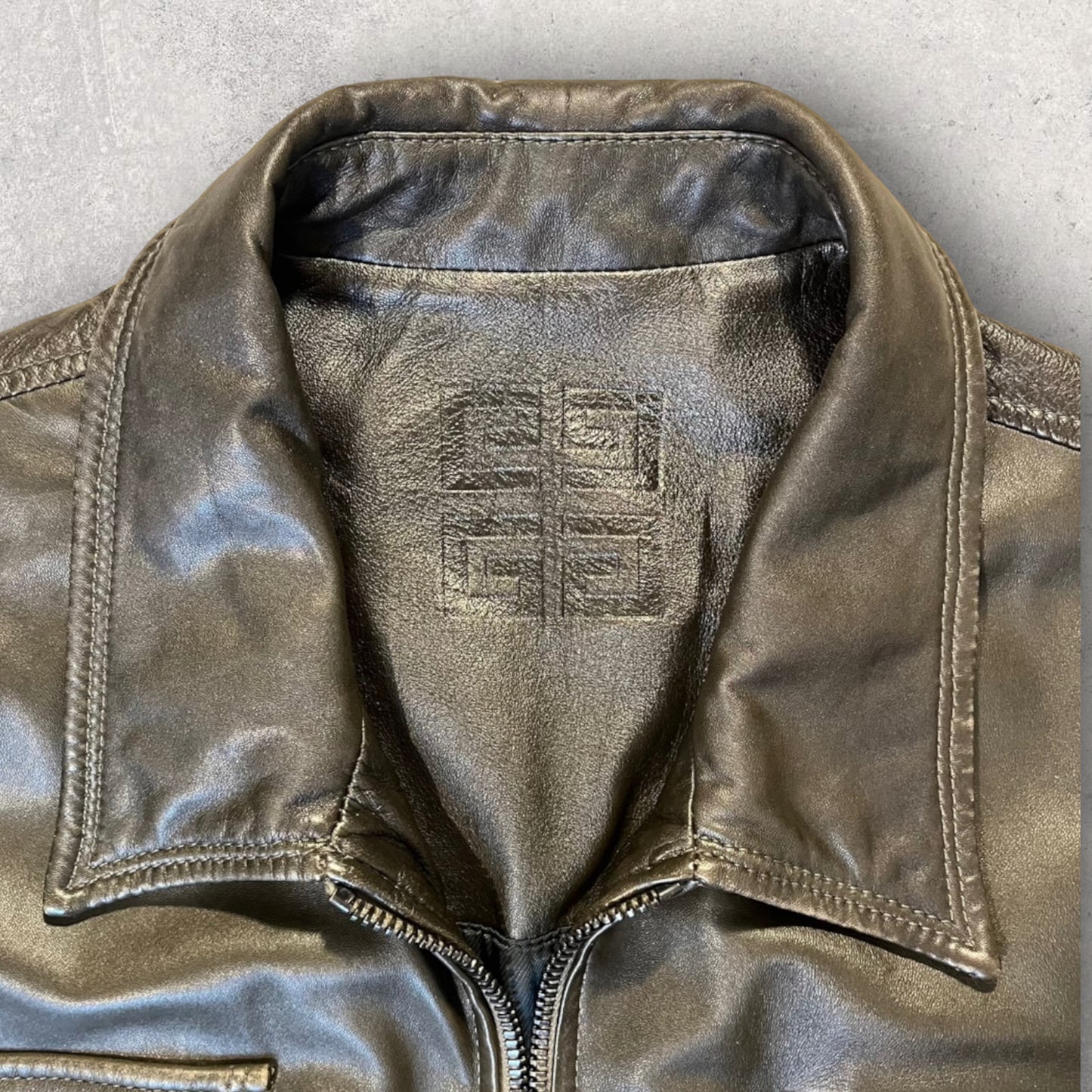 Mid 00s Givenchy Light Leather Jacket by Ozwald Boateng (M)