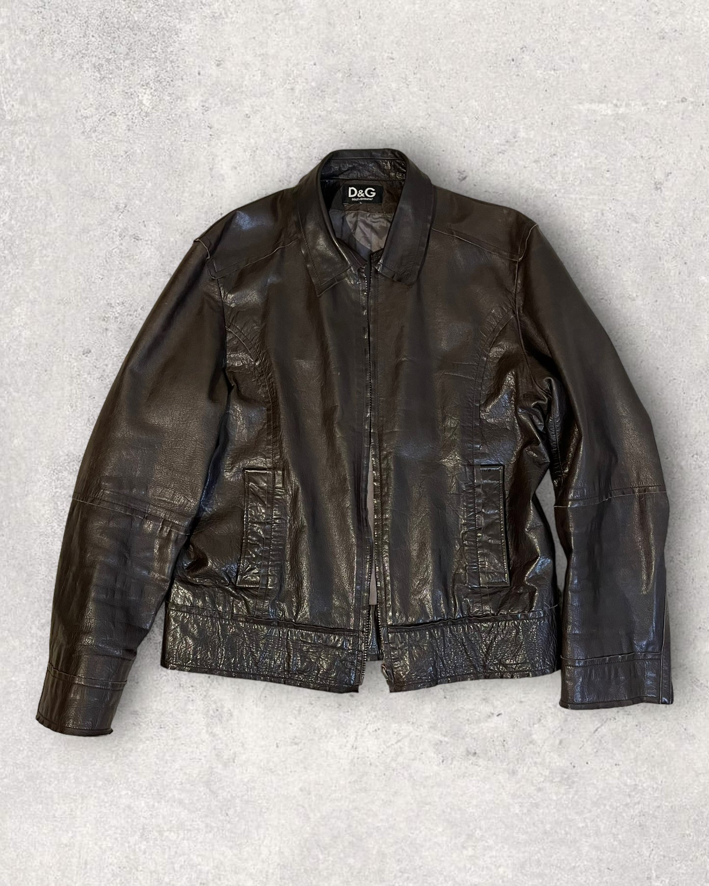 00s Dolce & Gabbana Classic Leather Jacket (L)