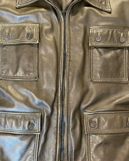 Mid 00s Givenchy Light Leather Jacket by Ozwald Boateng (M)