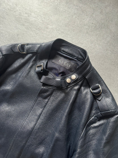 Gucci Navy Biker Leather Jacket by Tom Ford (M) - 8