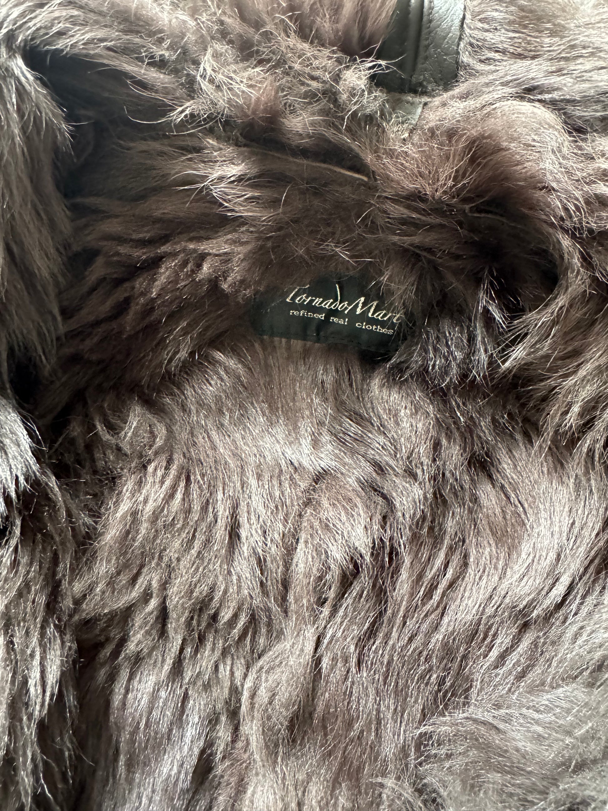 Tornado Mart Brown Twisted Fur & Leather Patchwork Jacket  (M) - 8