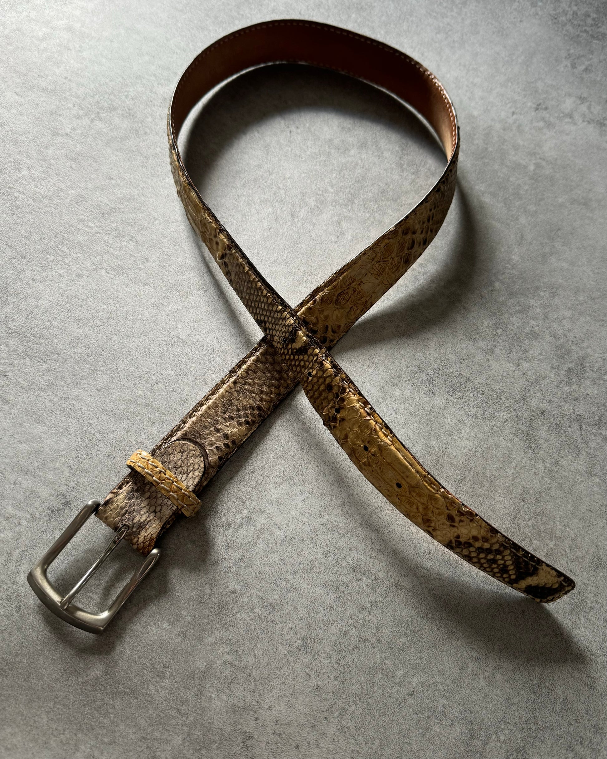 Artisanal Milanese Faded Python Leather Belt  (OS) - 6