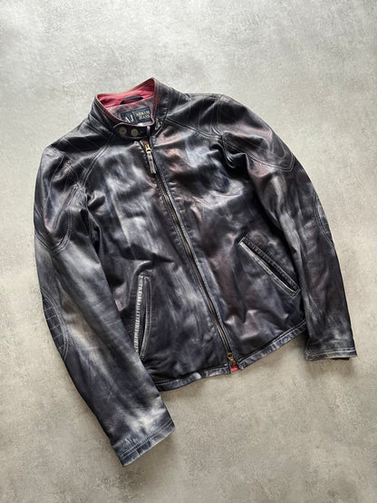 2000s' Armani Painted Leather Jacket (M) (M) - 4