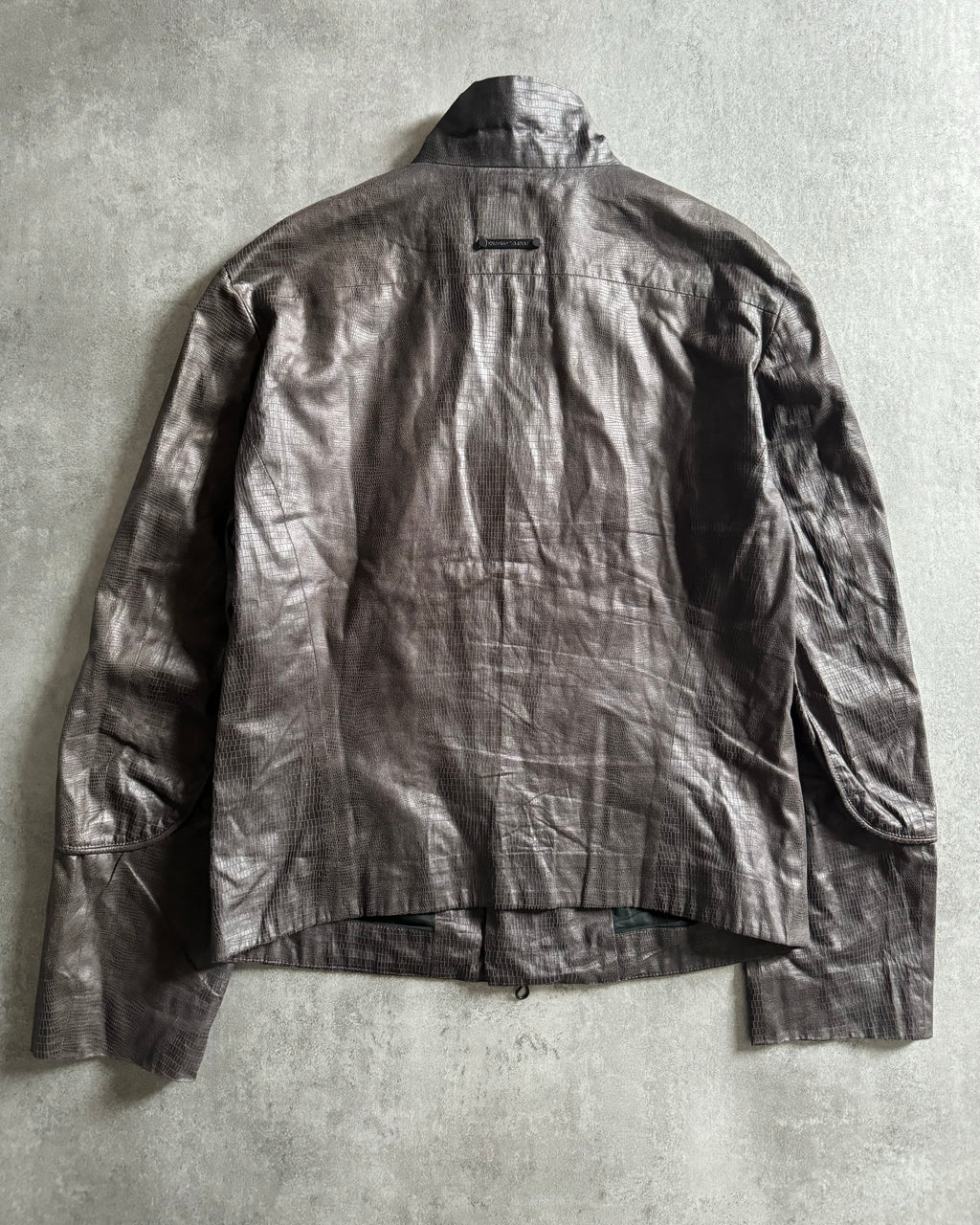 AW2008 Emporio Armani Cracked Asymmetrical Brown Jacket  (M) - 3