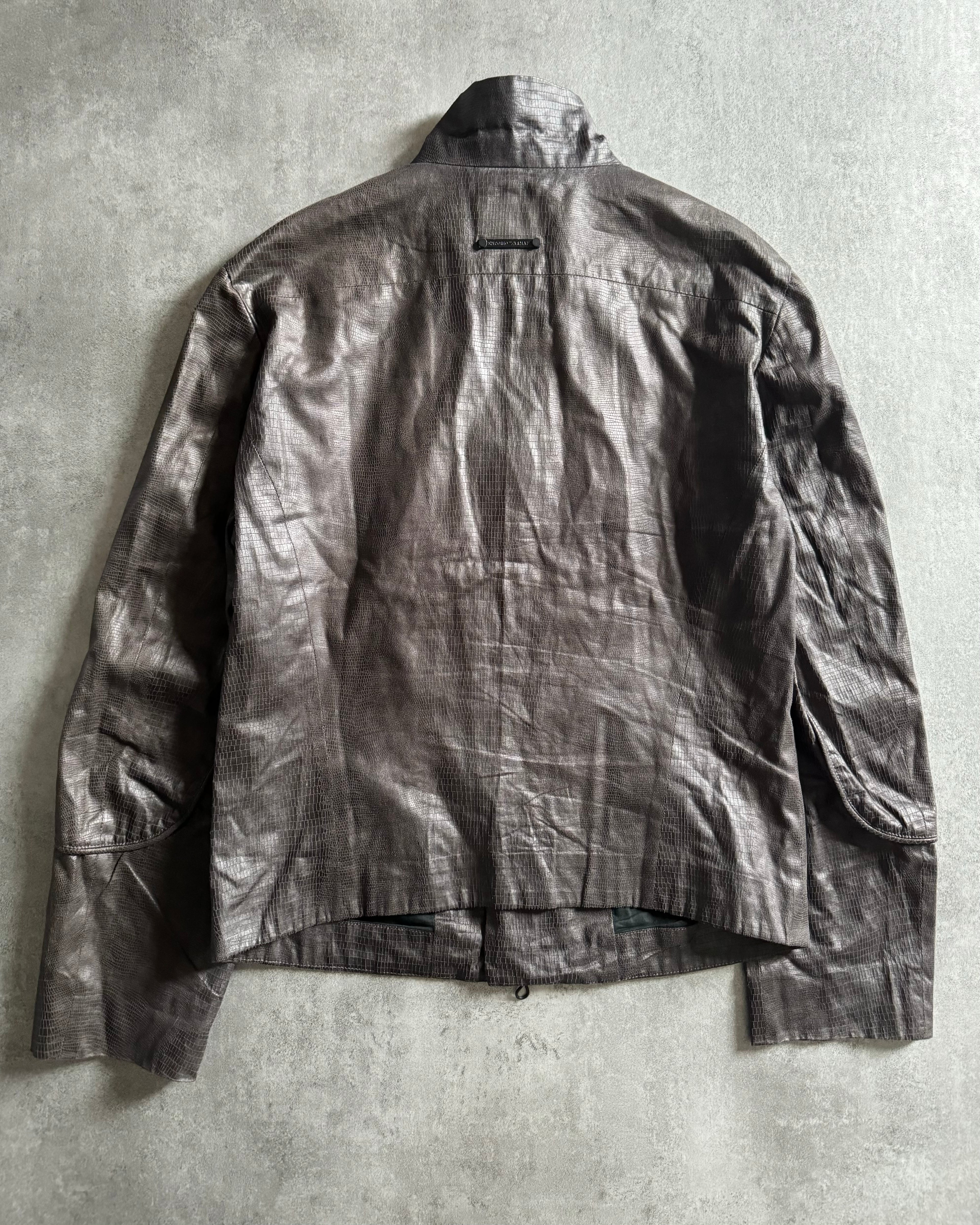 AW2008 Emporio Armani Cracked Asymmetrical Brown Jacket  (M) - 3