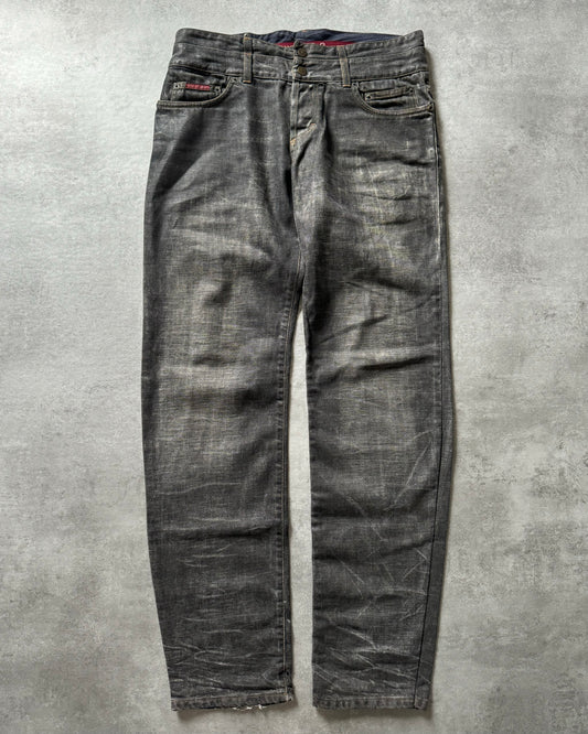 AW2003 Dolce & Gabbana Double Waisted Eroded Grey Denim Jeans (L) - 1