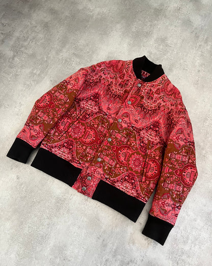 AW2019 Yohji Yamamoto Silk Red Bomber Jacket (XS/S) (XS) - 3