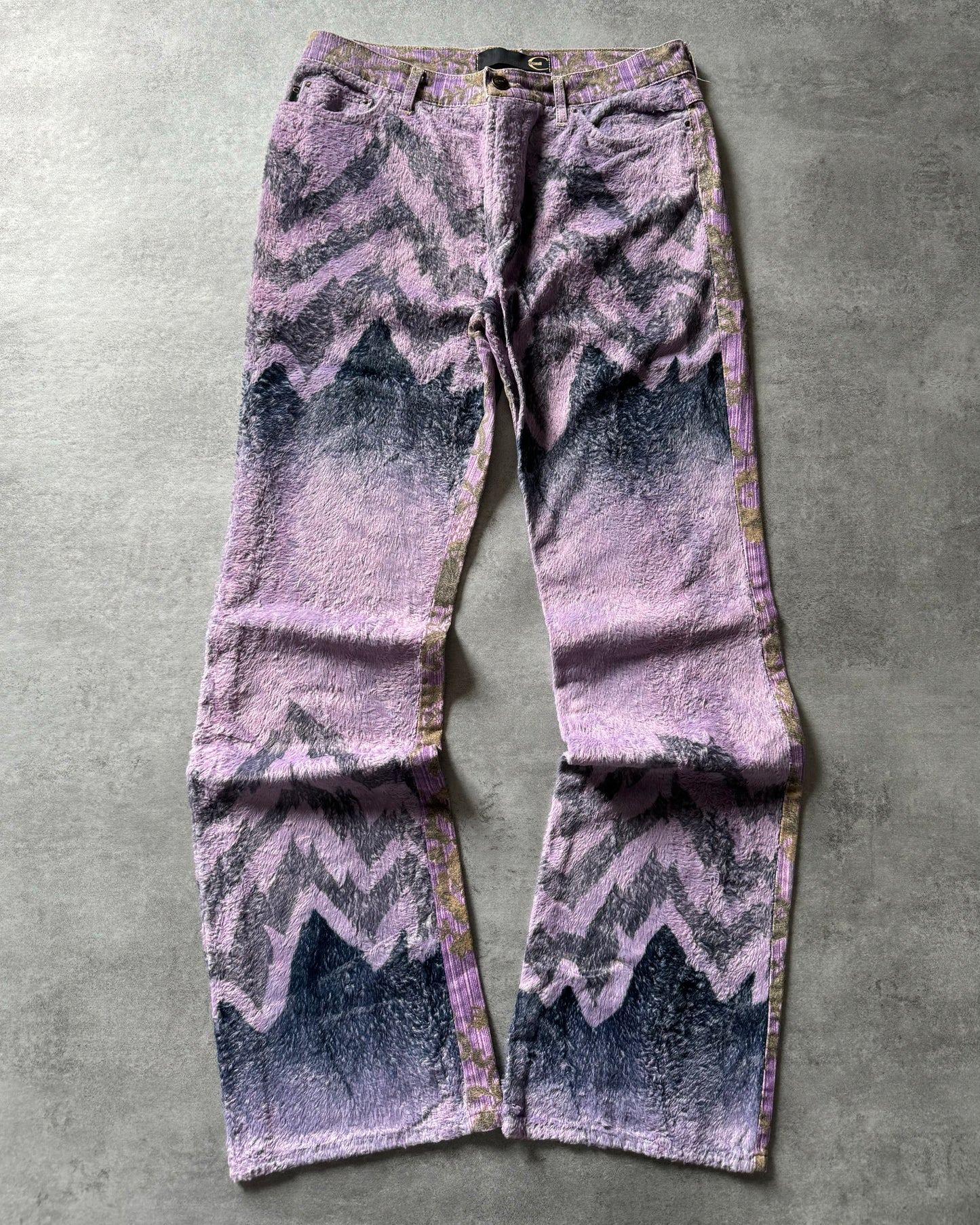 SS2005 Cavalli Mountain Peninsula Purple Relaxed Pants (S) - 1