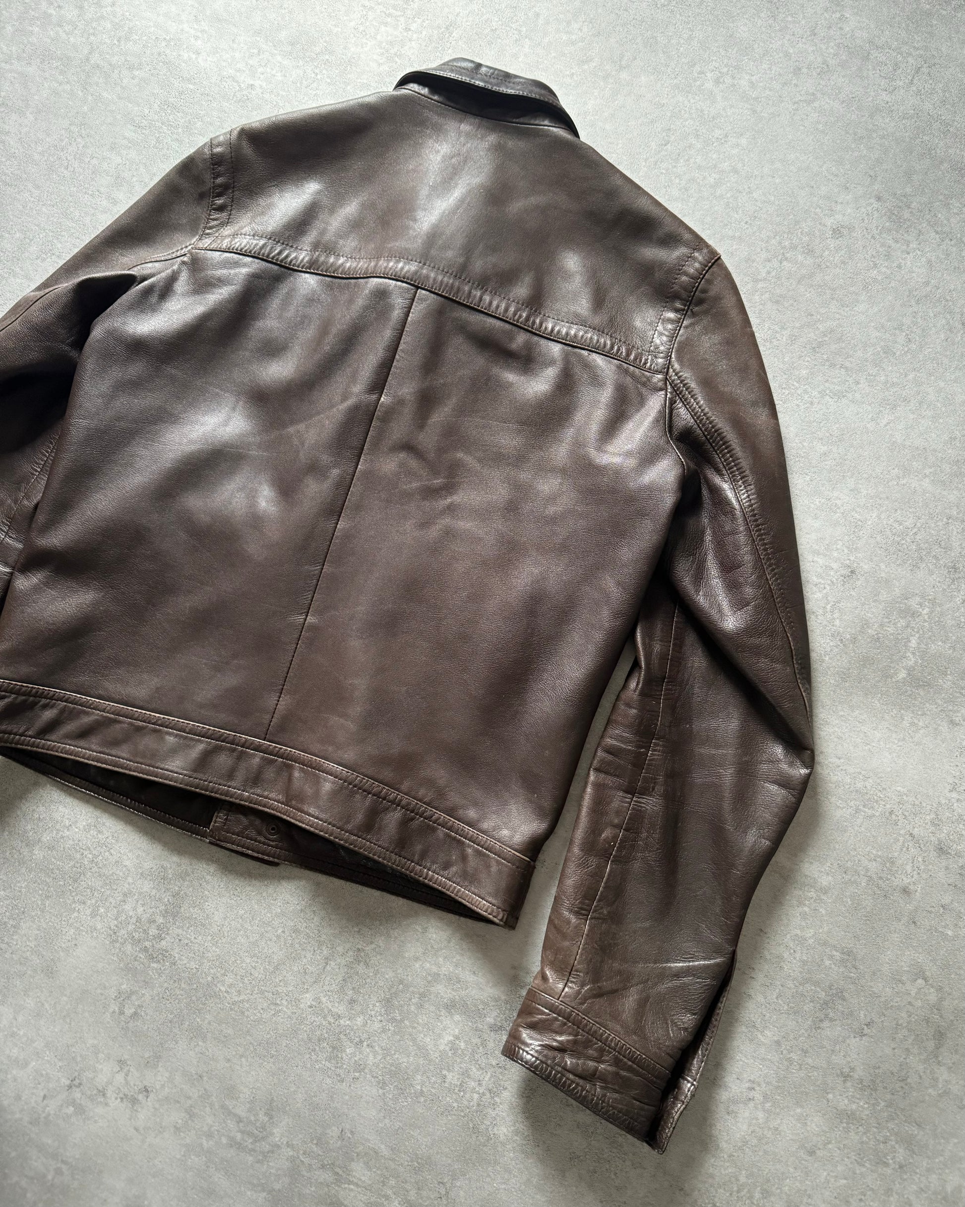 2000s Givenchy Light Leather Jacket by Ozwald Boateng (M) - 4