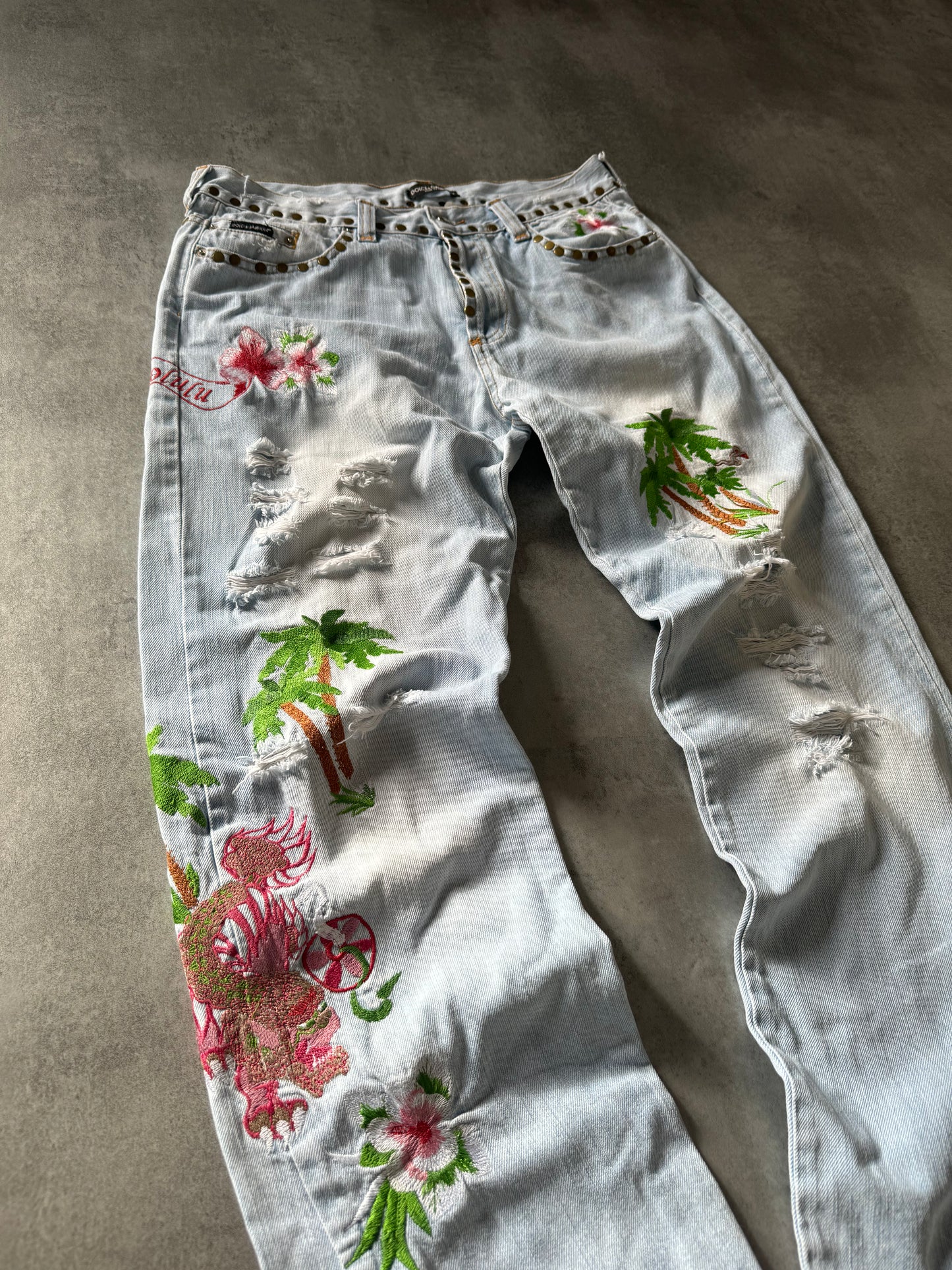 SS2006 Dolce & Gabbana Honolulu Embroideries Jeans (M) - 4