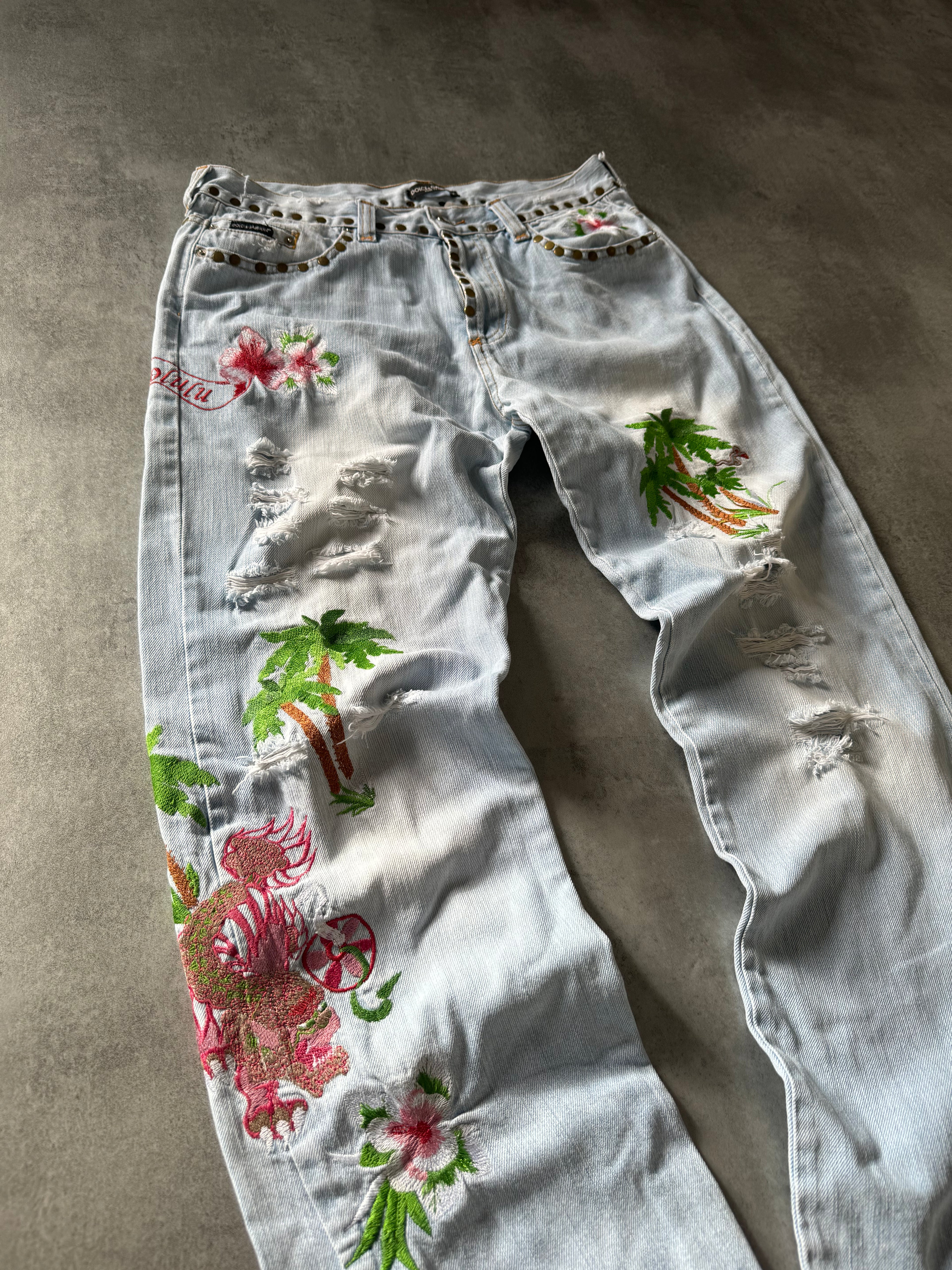 SS2006 Dolce & Gabbana Honolulu Embroideries Jeans (M) - 4
