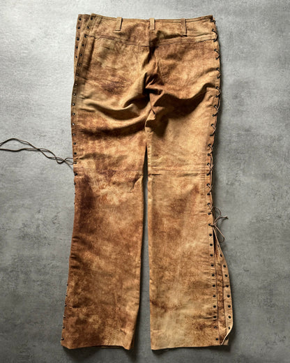 2000s Plein Sud Artisanal Marble Leather Pants  (M) - 3