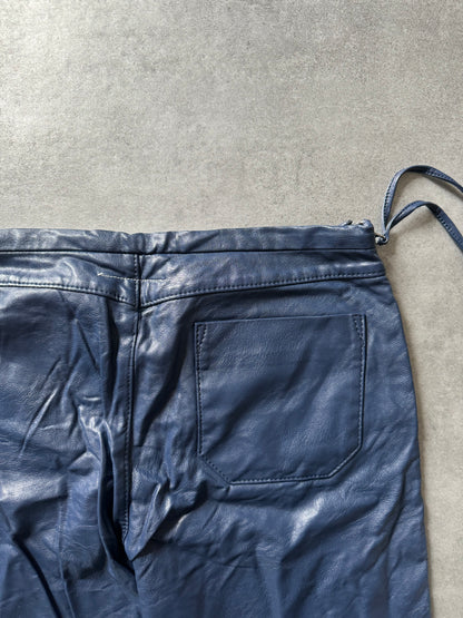 AW2016 Maison Margiela Blue Leather Flared Pants  (M) - 3