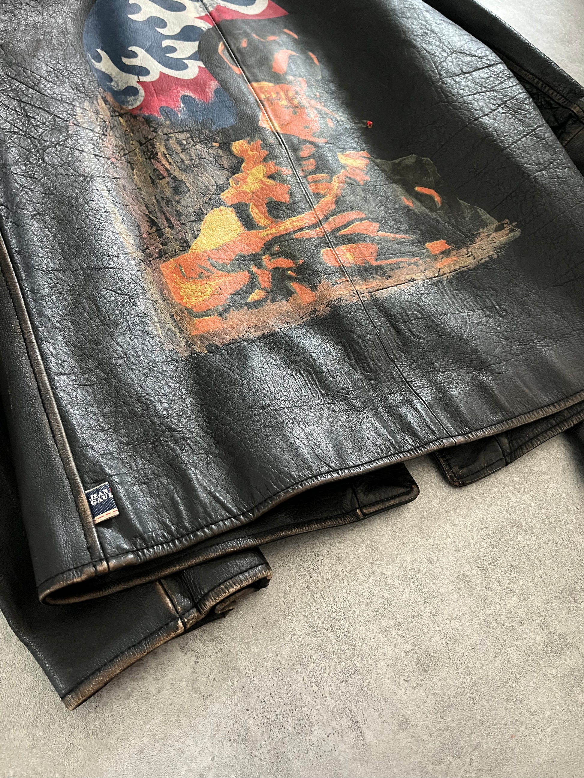 2000s Jean Paul Gaultier Van Gogh Skeleton Buffalo Leather Jacket (M) - 9