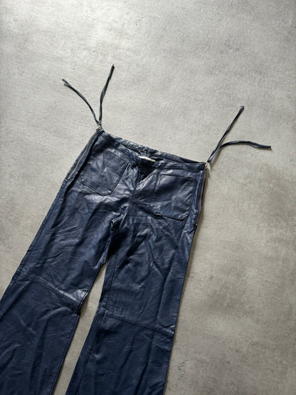 AW2016 Maison Margiela Blue Leather Flared Pants  (M) - 9