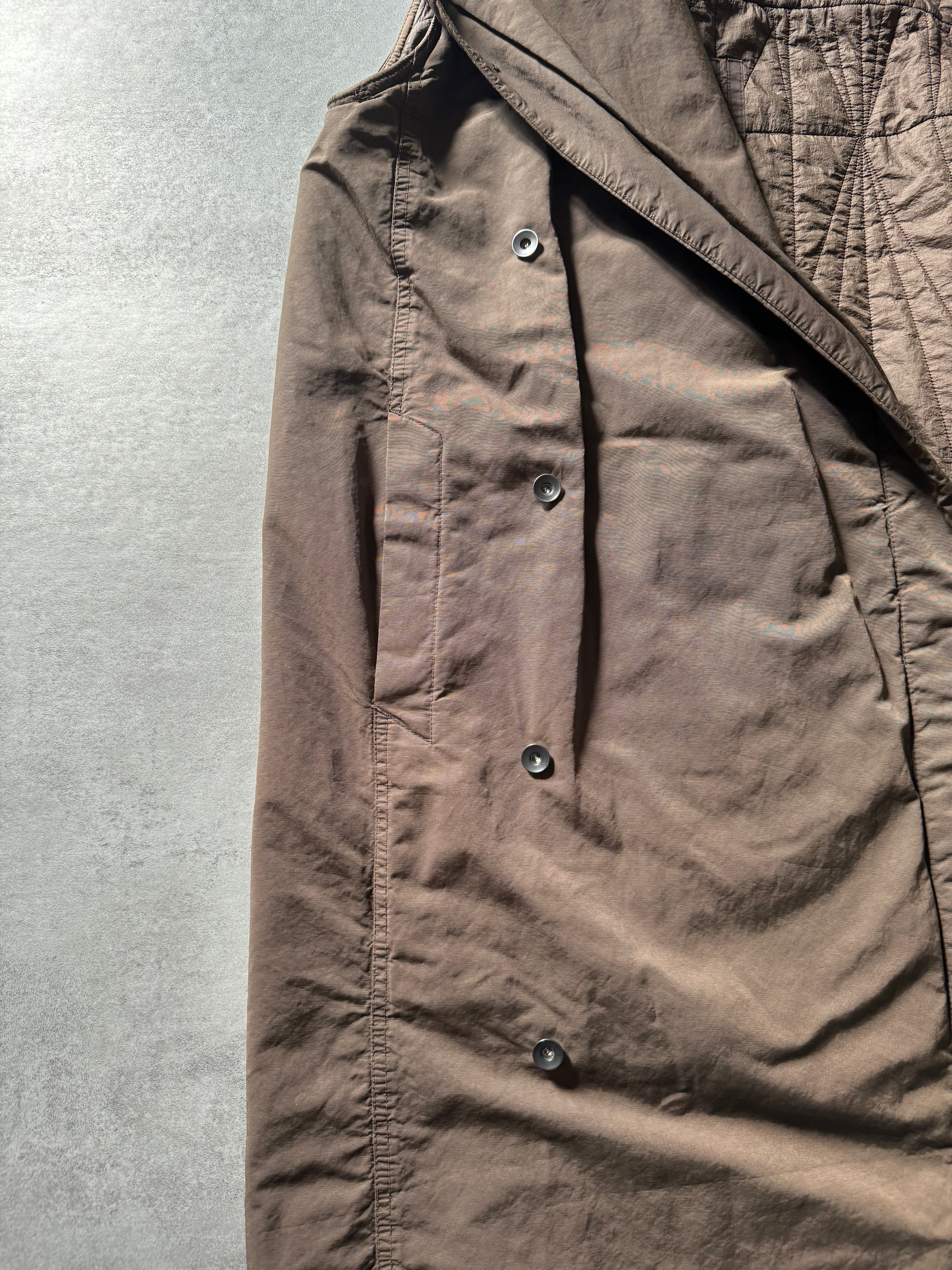 SS2015 Rick Owens Long Sleeveless Brown Hooded Jacket (M) - 7