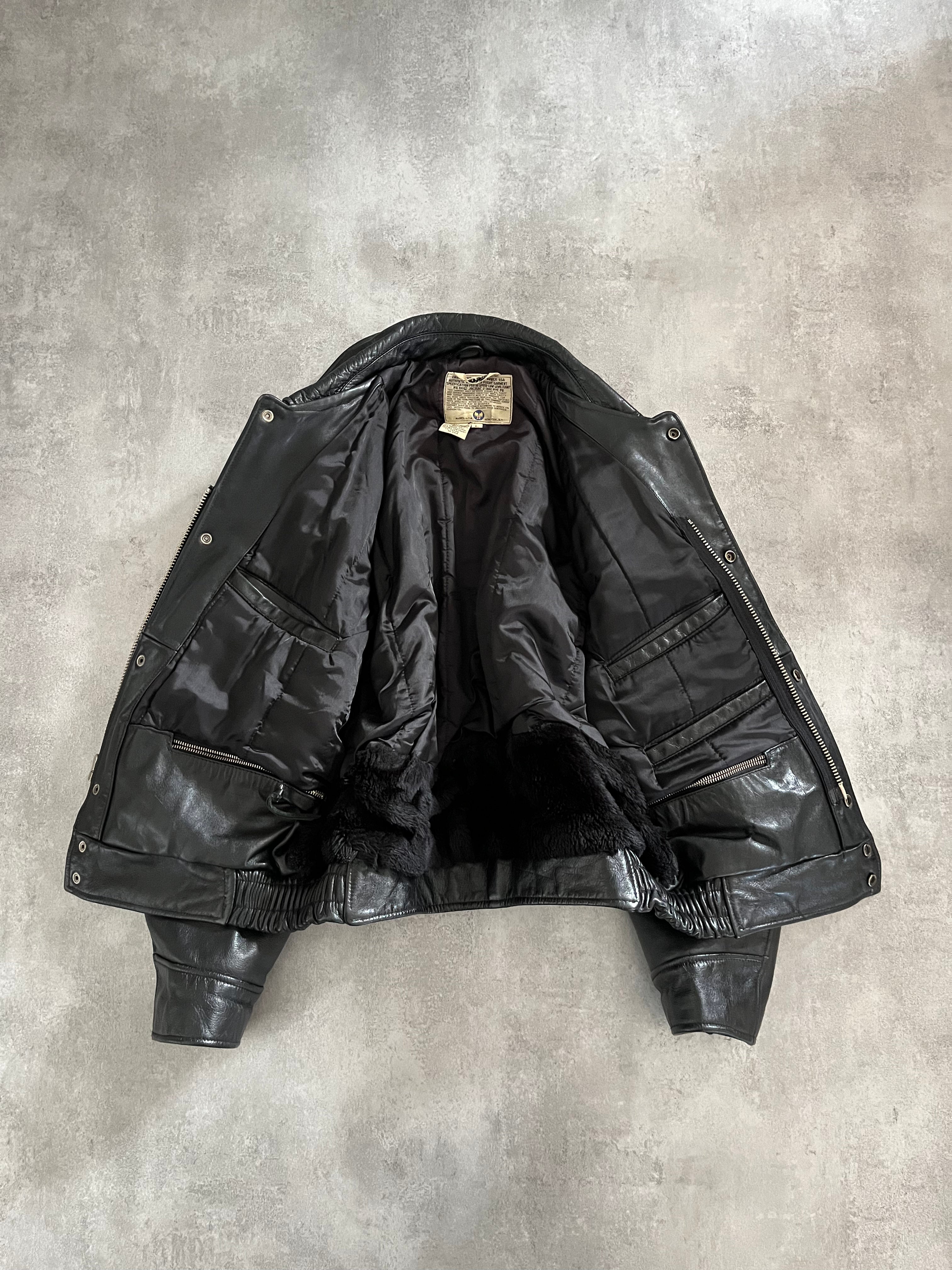 1990s Avirex Army New-York Leather Jacket (L) - 5