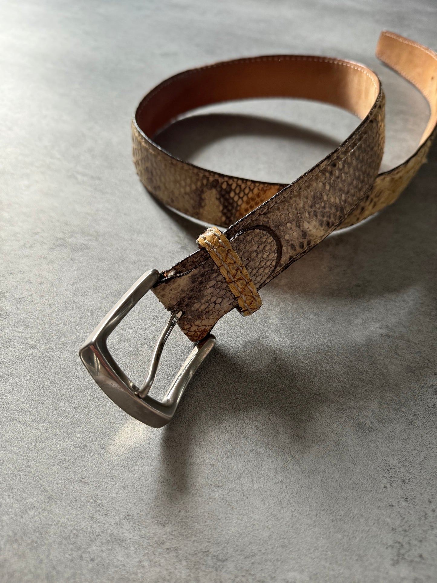 Artisanal Milanese Faded Python Leather Belt  (OS) - 3