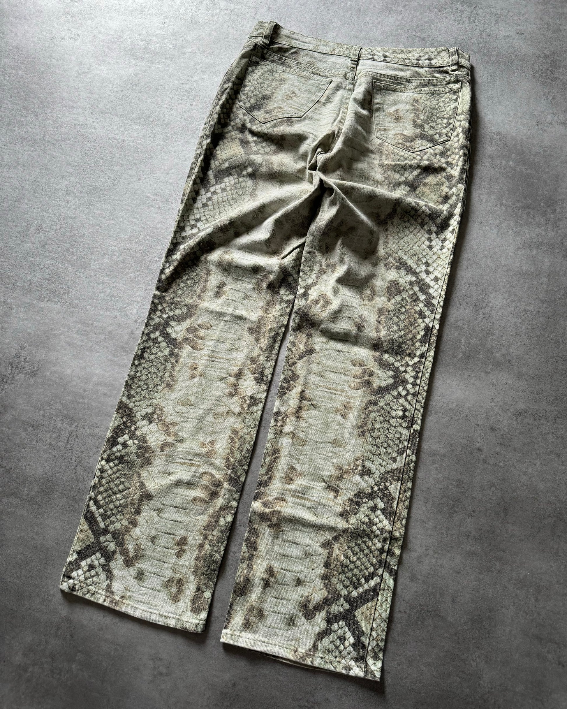 1990s Roberto Cavalli Pastel Python Scales Print Pants (L) - 5