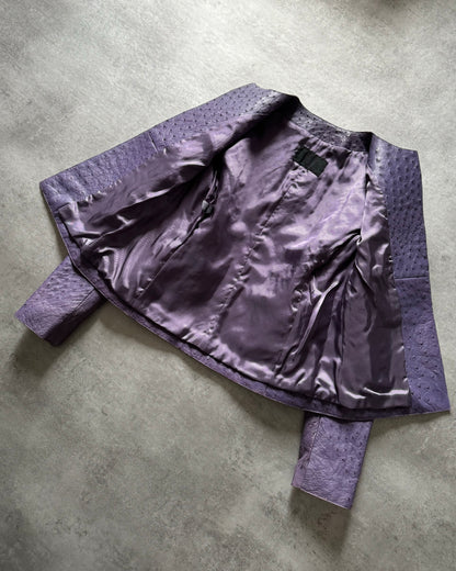 SS2000 Prada Purple Ostrich Leather Jacket (S) - 6