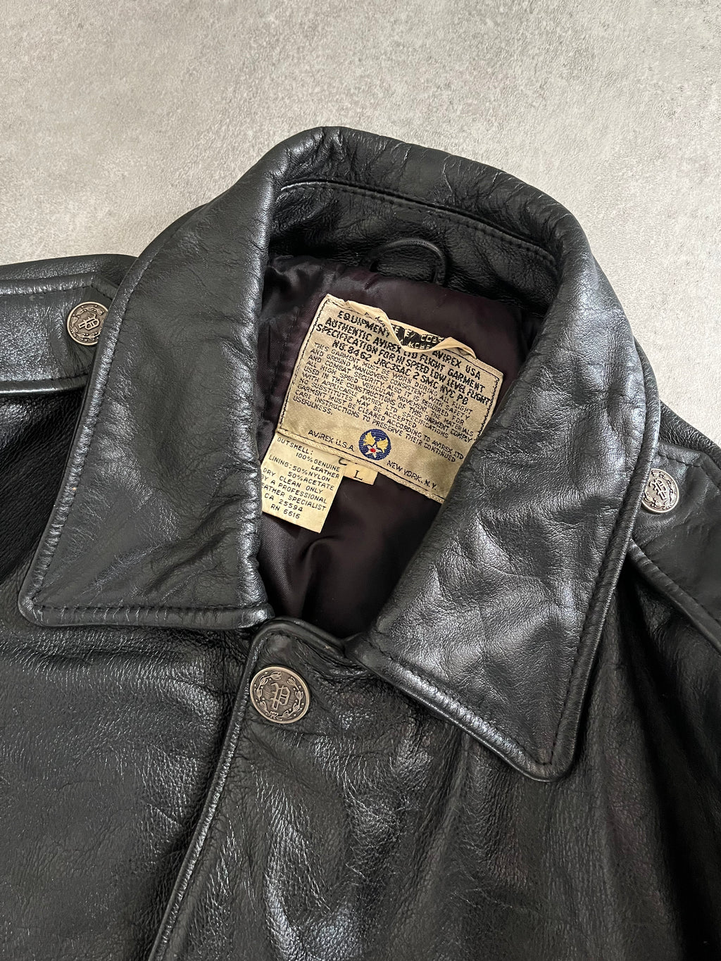 1990s Avirex Army New-York Leather Jacket (L) - 6