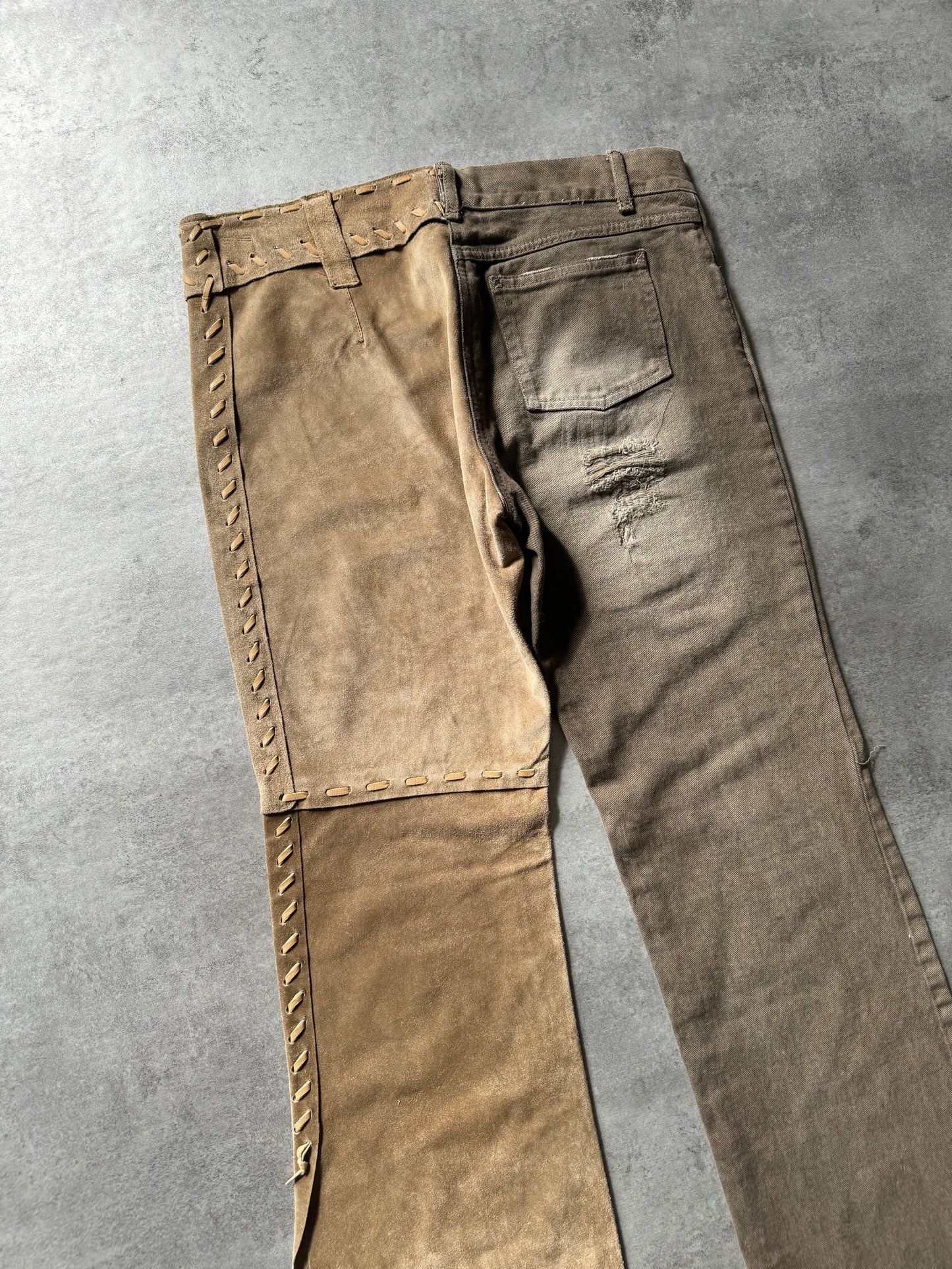 1990s Dolce & Gabbana Hybride Leather Denim Pants  (M) - 4