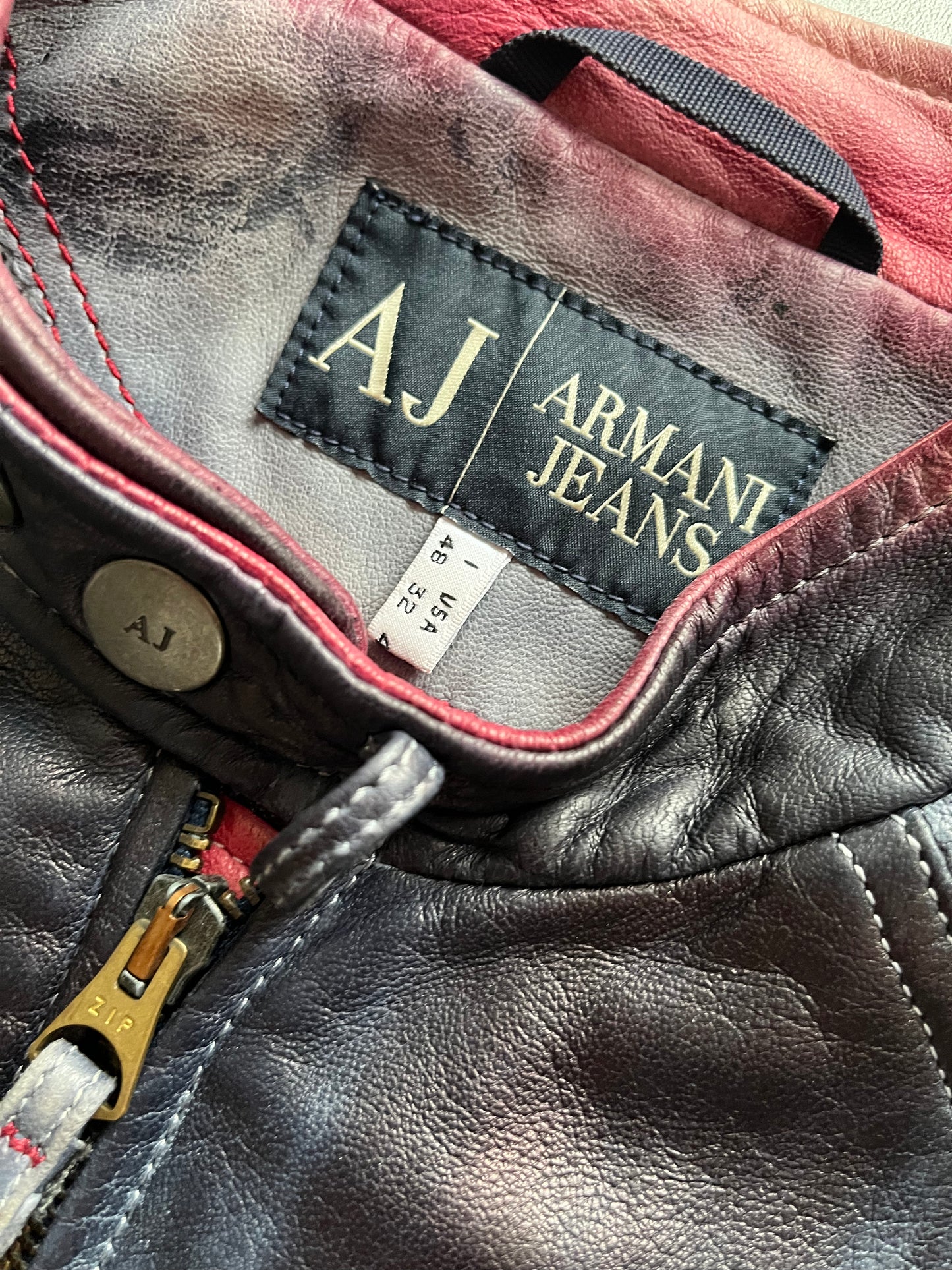 2000s' Armani Painted Leather Jacket (M) (M) - 9