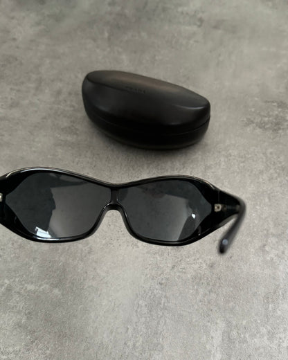 2000s Prada Pure Black Sunglasses (OS) - 3