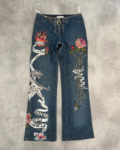 SS2003 Roberto Cavalli Tattoo Tiger Denim Jeans (S) - 1