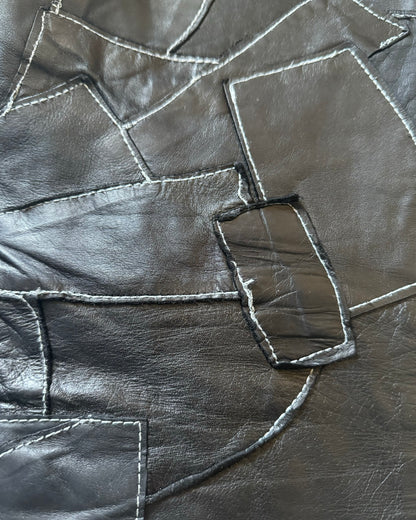 2000s Plein Sud Black Leather Patchwork Pants  (S) - 5