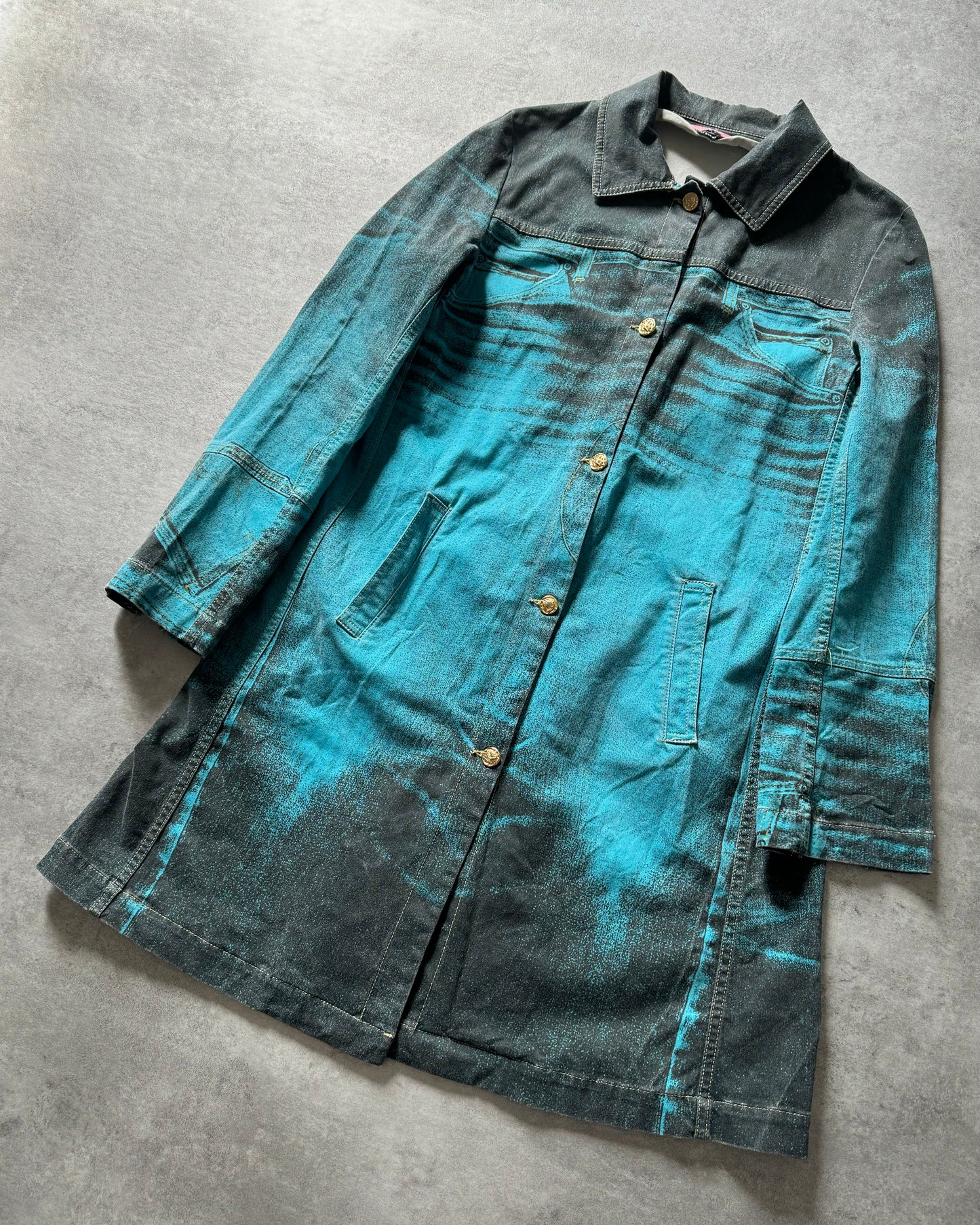 AW2003 Roberto Cavalli Trompe l'oeil Pockets Blue Jacket (S) - 7