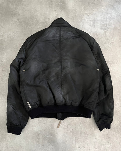 Armani Black Washed Drift Bomber Jacket (M) - 2