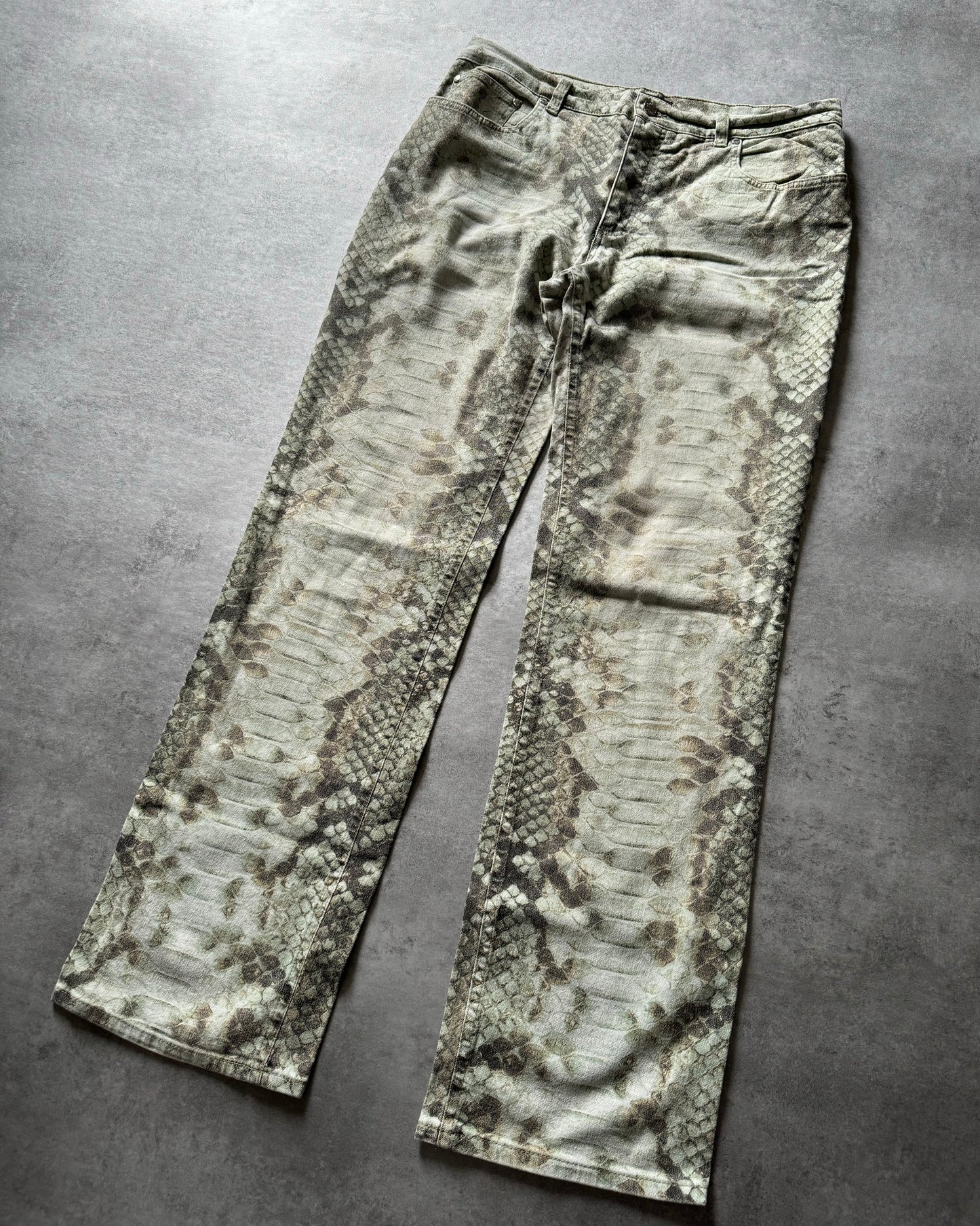 1990s Roberto Cavalli Pastel Python Scales Print Pants (L) - 2