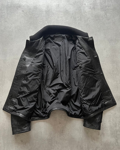 1990s Prada Milano Hybrid Dark Leather Jacket (M) - 8