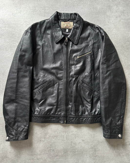 1990s Armani Pragmatic Black Leather Jacket  (L) - 1