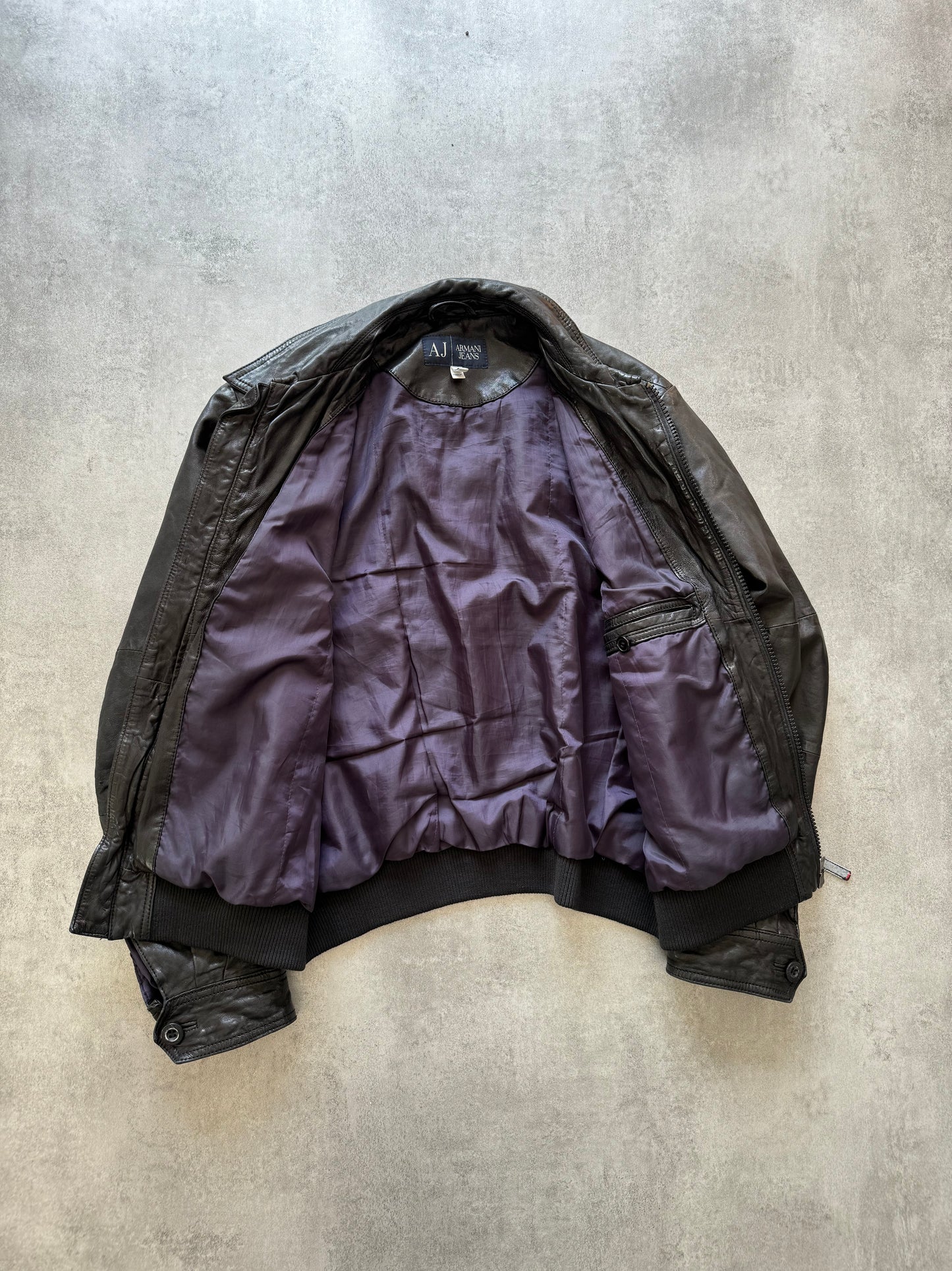2000s Armani Black Rocky Leather Jacket  (M) - 6