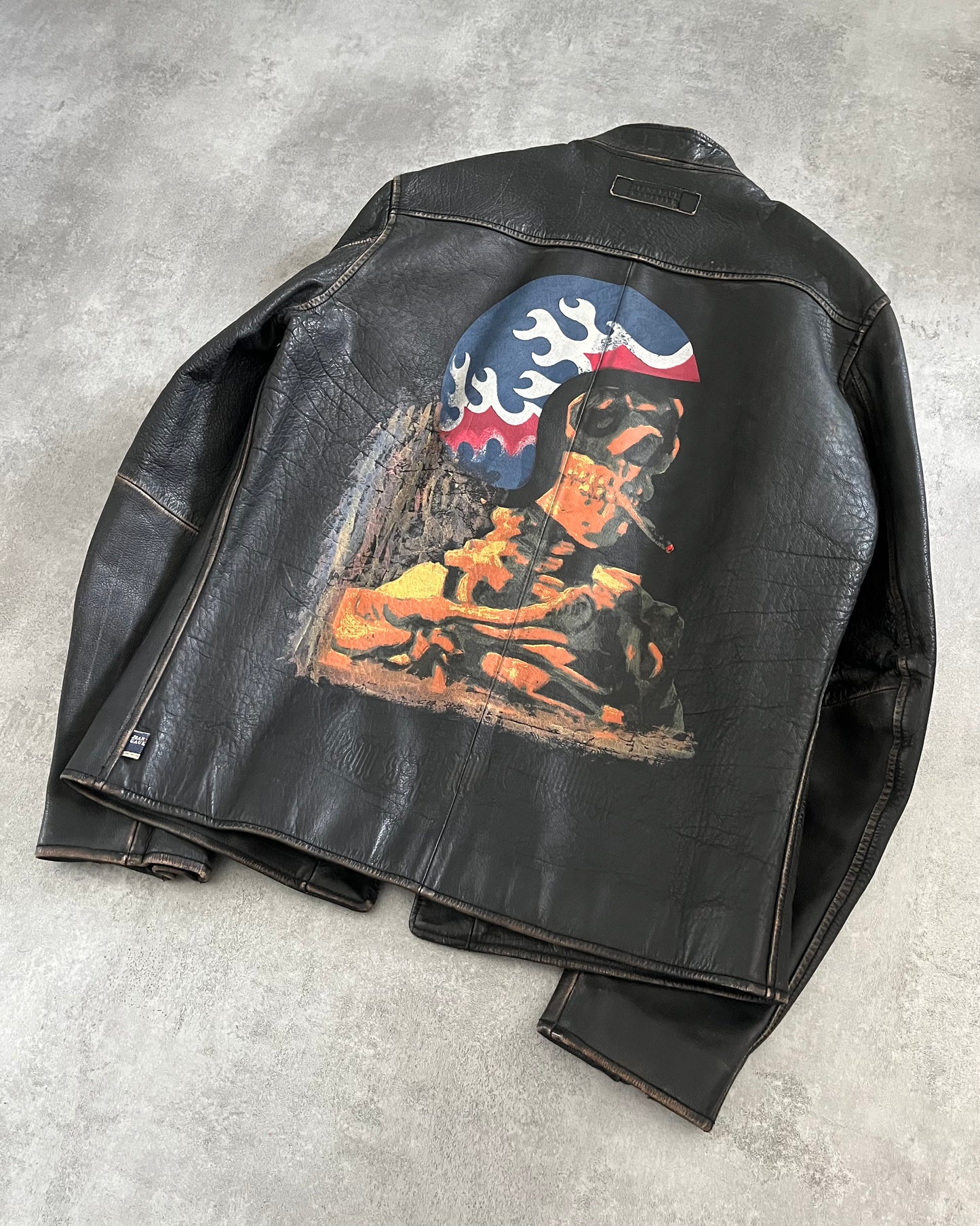 2000s Jean Paul Gaultier Van Gogh Skeleton Buffalo Leather Jacket (M) - 10