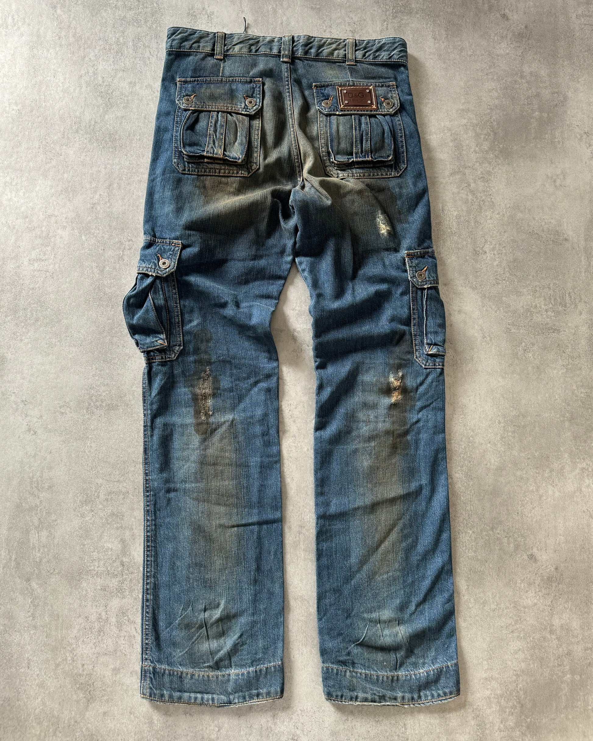 AW2005 Dolce & Gabbana Destroyed Cargo Denim Jeans (L) - 8