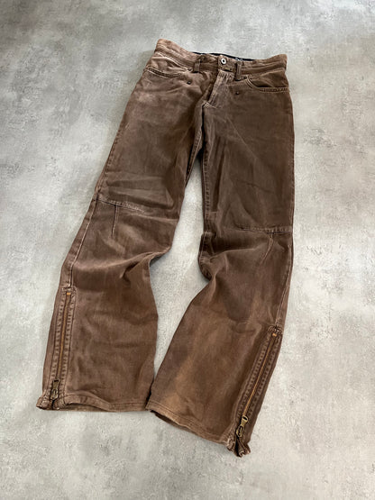 AW2003 Dolce & Gabbana Brown Zipped Pants (S) - 2