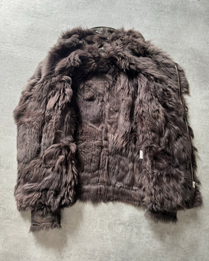 Tornado Mart Brown Twisted Fur & Leather Patchwork Jacket  (M) - 4