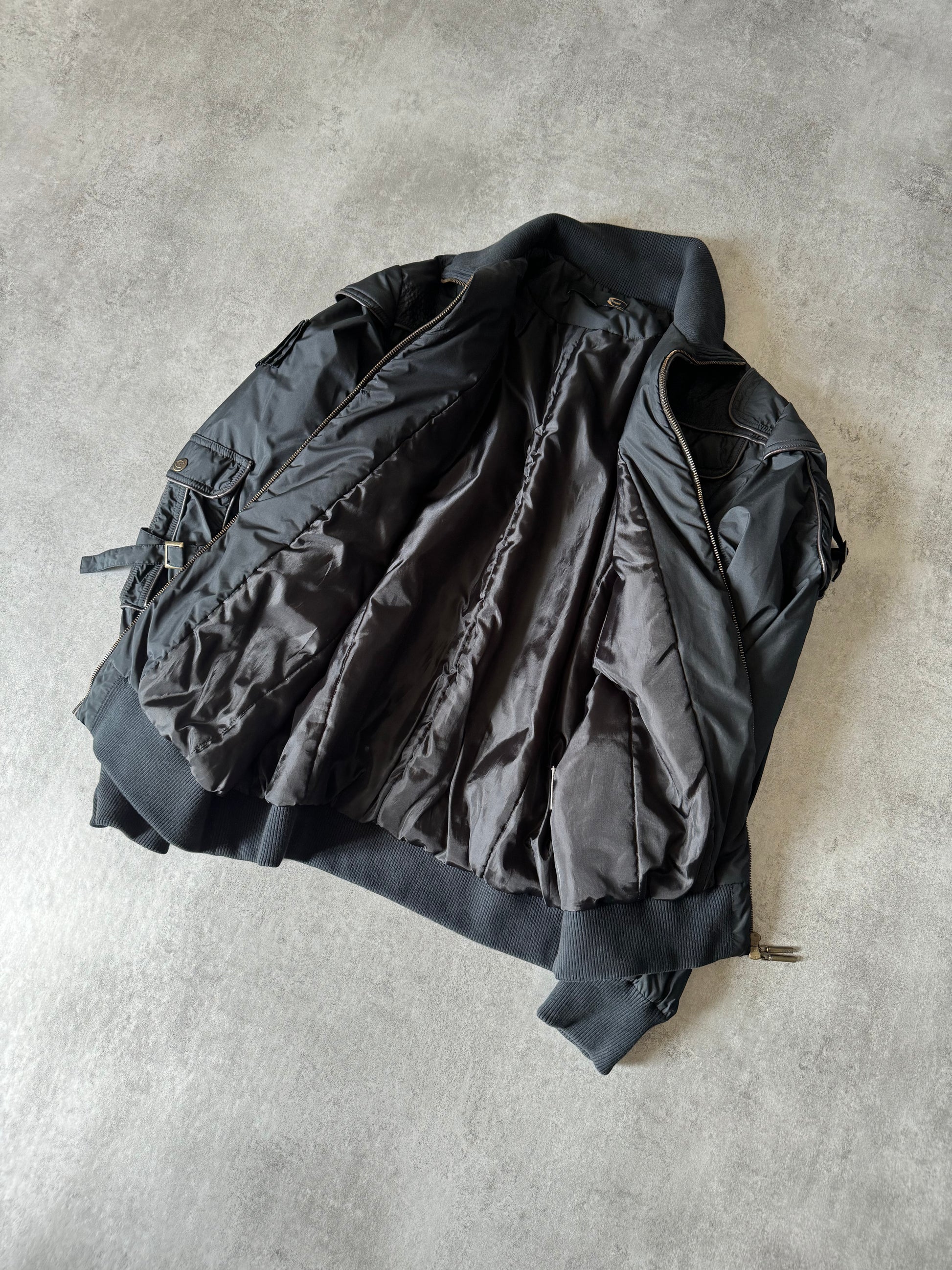 AW2005 Just Cavalli Cargo Gun Black Utility Bomber Jacket (XL) - 4