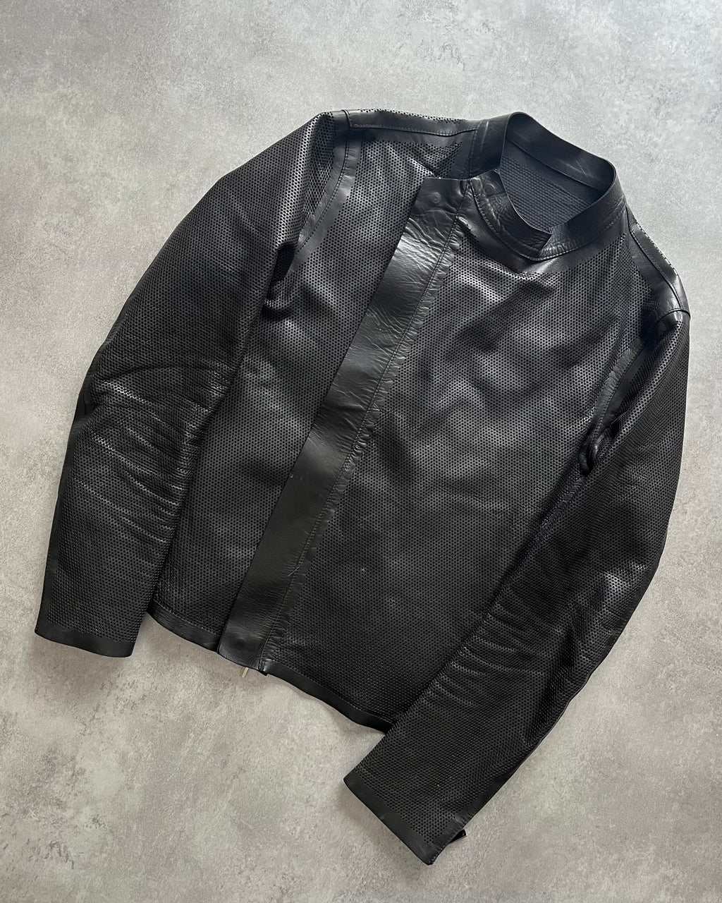 AW2011 Emporio Armani Biker Asymmetrical Leather Jacket (L) - 8