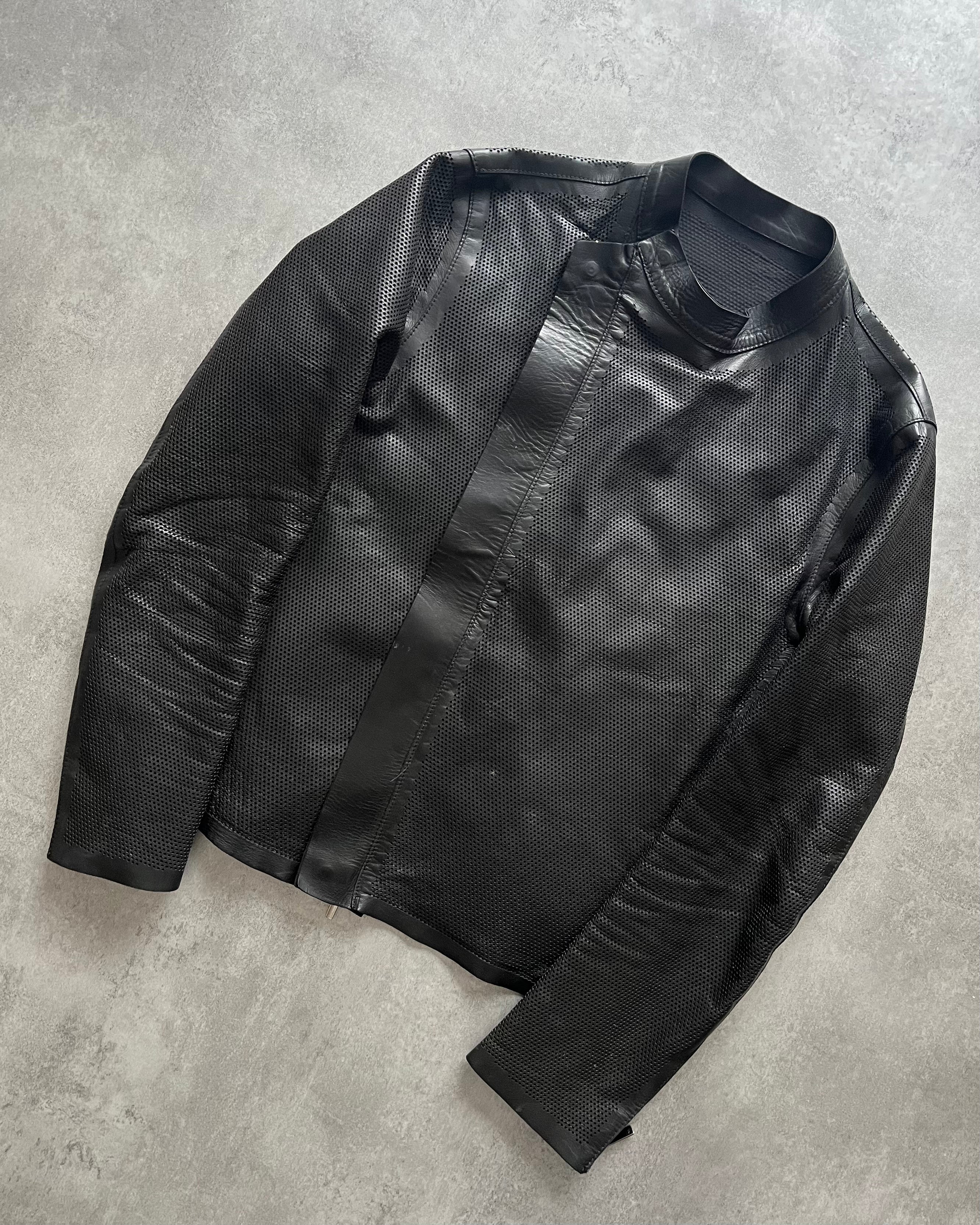 AW2011 Emporio Armani Biker Asymmetrical Leather Jacket (L) - 8