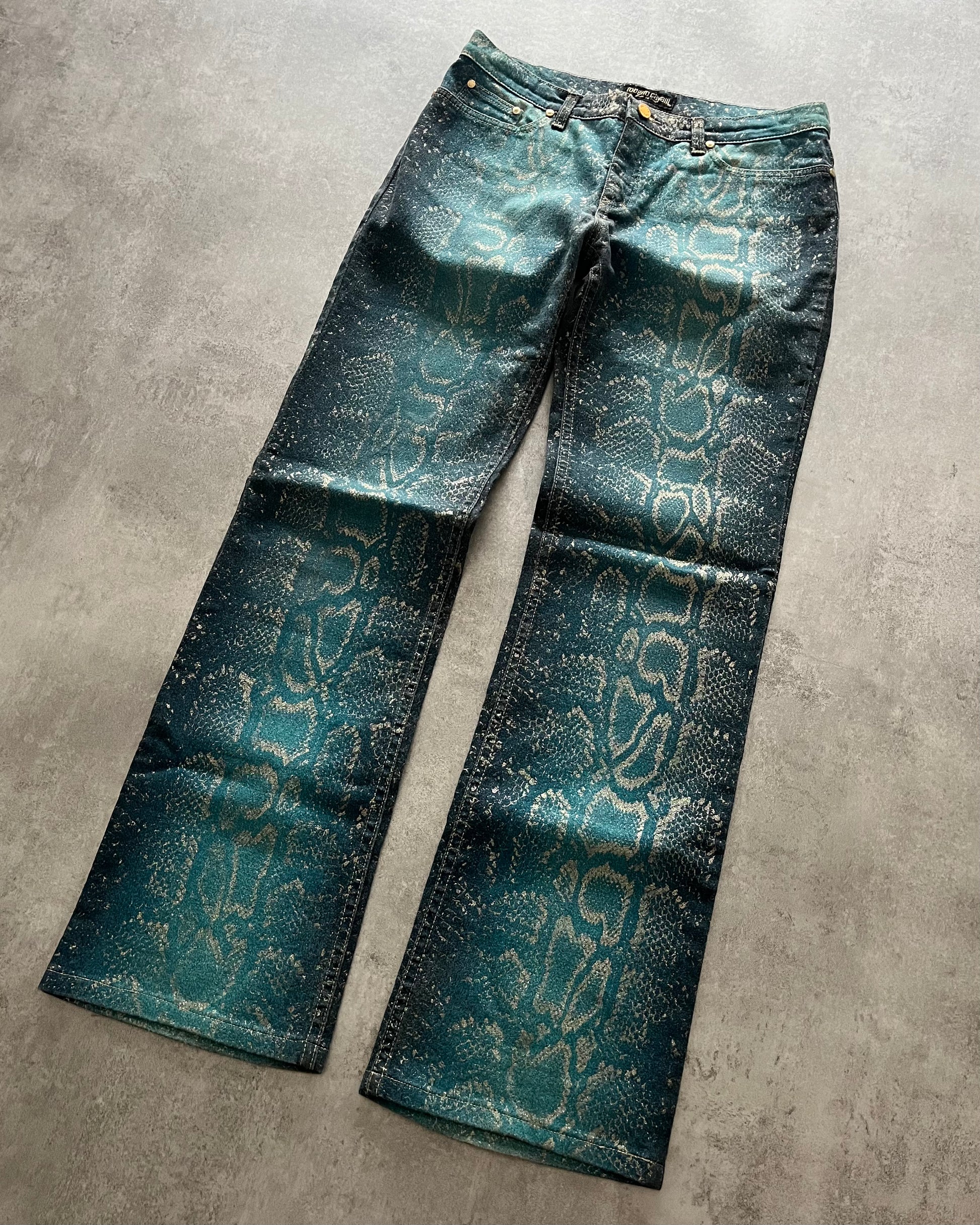 AW1999 Roberto Cavalli Blue Python Skin Legend Pants (M) - 3