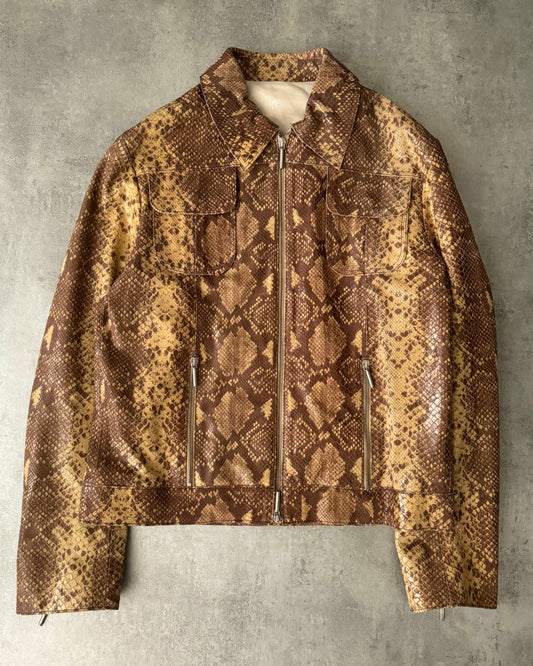 Cavalli Varnished Python Leather Camel Jacket (M) - 1