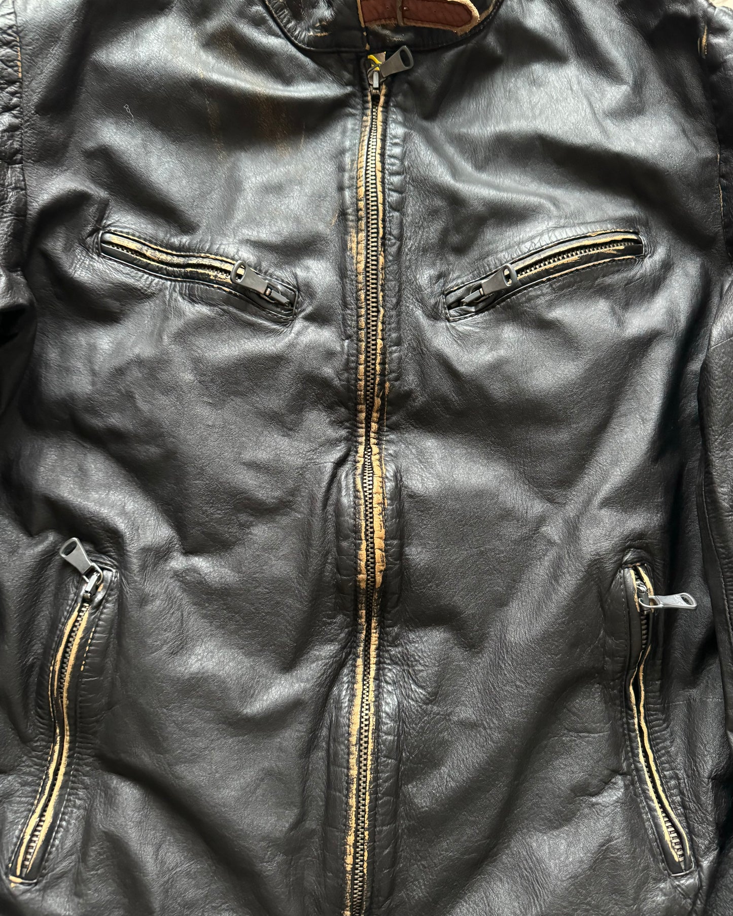 AW2003 Dolce & Gabbana Cafe Racing Plastic Dreamer Leather Jacket (L) - 2