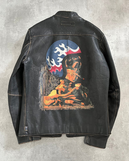 2000s Jean Paul Gaultier Van Gogh Skeleton Buffalo Leather Jacket (M) - 1